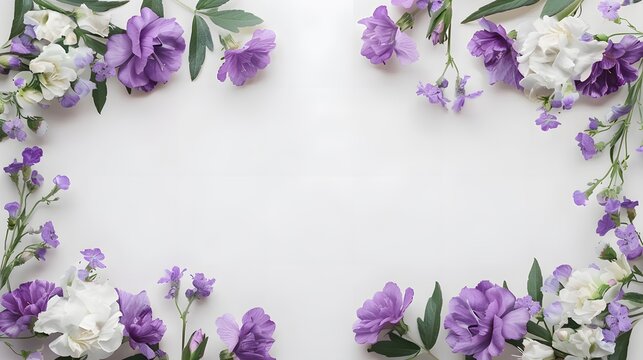 A close up of a bunch of purple flowers with a white background - Powered by Adobe