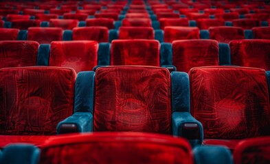 Obraz premium Empty Theater Hall with Grand Interior Furnishings, an Echoing Space for Performances and Cultural Events Awaits Its Audience