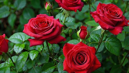 Obraz premium red roses in garden
