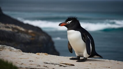 penguin on the rocks