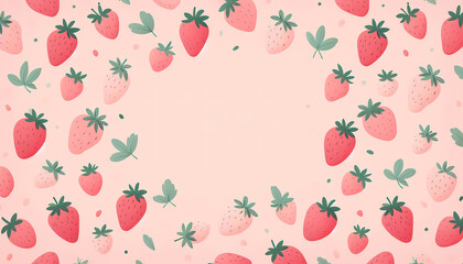 Strawberry Illustration on Pink Background