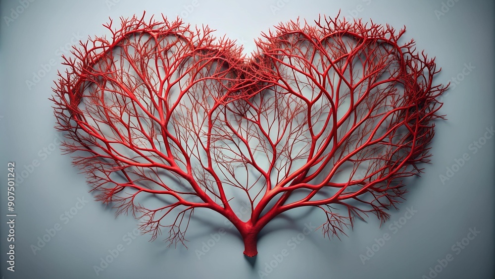 Poster intertwined branches forming a red heart generative ai