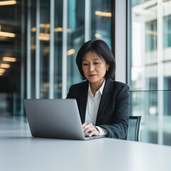 professional businesswoman working on laptop