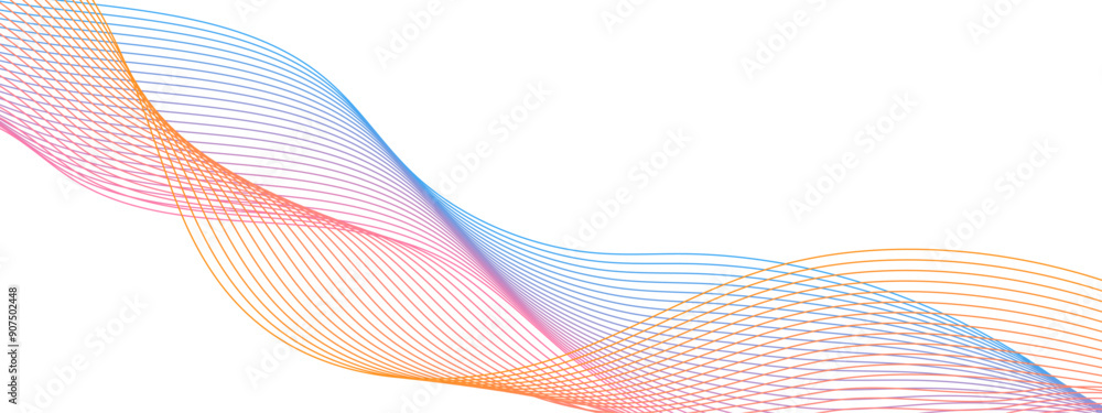 Poster abstract background design with diagonal blue and pink or orange line pattern. modern flowing wavy l
