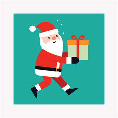 Santa Claus with gift box vector illustration