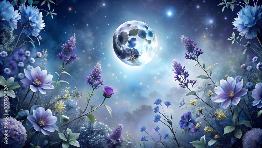 Canvas Prints whispers of the moonlit garden: a tapestry of ethereal blooms generative ai