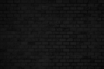 Dark black ceramic brick wall and floor tiles mosaic background. Design pattern geometric with grid wallpaper texture.