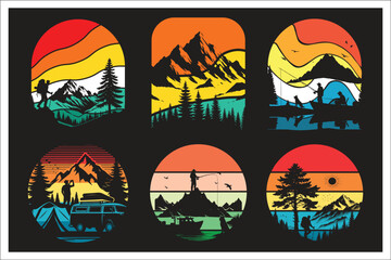 Retro vintage sunset set vector, 
retro vintage sunset set vector free download, 
sunset, vector, summer, vacations, water, travel, beach, grunge image technique, sun, nature, retro style,
