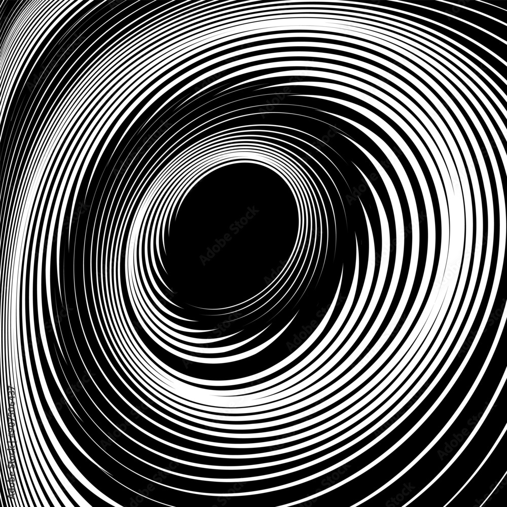 Wall mural Vortex Whirl Rotation Movement Design. Abstract Textured Black and White Background. 