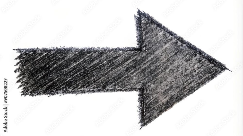 Aufkleber abstract charcoal arrow with scribble texture generative ai