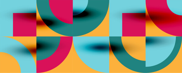 Obraz premium Neo memphis geometric pattern with circles, squares. Pop art abstract background for covers, banners, flyers and posters and other templates