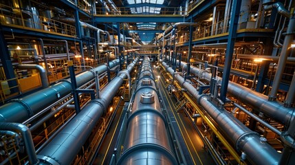 Aerial view to Oil refineries and chemical plants in industrial areas