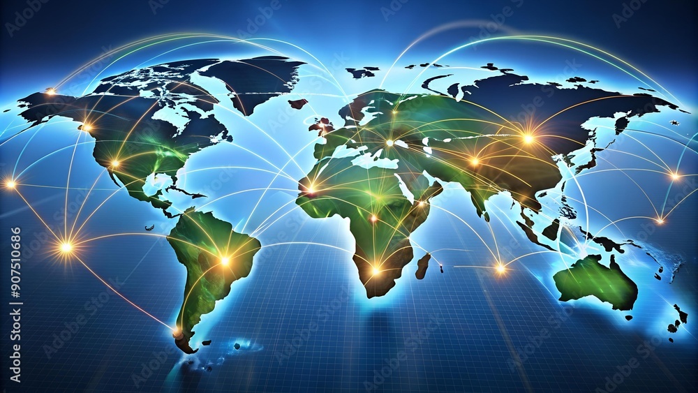 Poster global shipping network: a visual representation of cargo movement ai generated