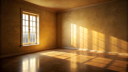 A Gleam of Hope: A Single Window Bathed in Golden Light in an Otherwise Empty Room  Generative AI