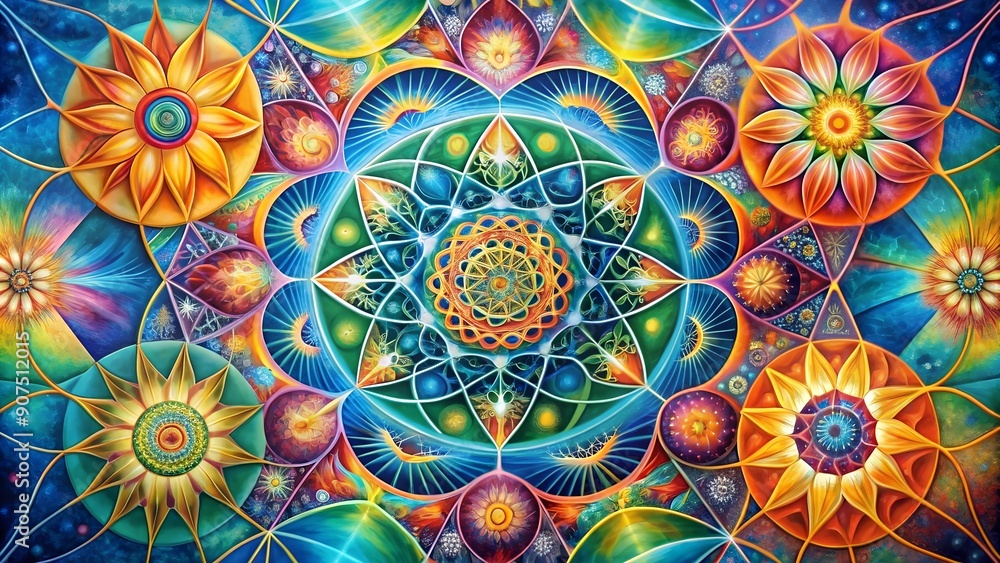 Aufkleber abstract symphony of unity: a colorful tapestry of interconnectedness ai generated