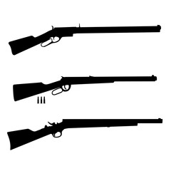 Western Rifle Silhouette Set Vector Art Illustration