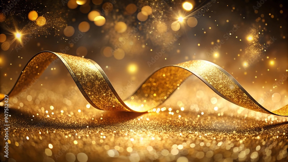 Poster golden ribbon with sparkling dust: a festive vector icon generative ai