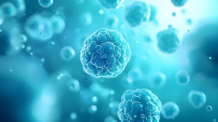 Captivating 3D Rendering of Embryonic Stem Cell or Human Cell Microscopic Background