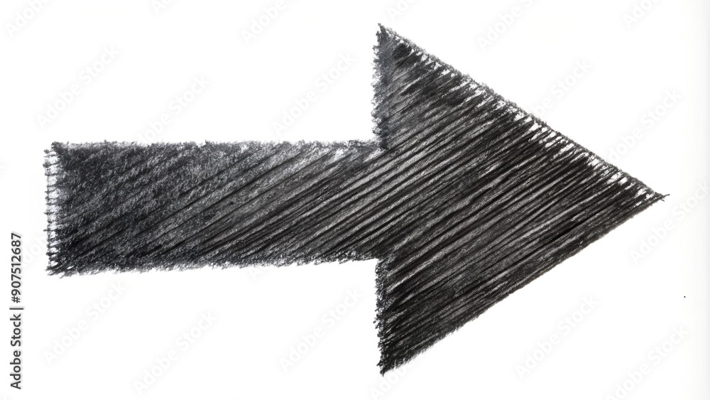 Poster abstract charcoal arrow with scribble texture generative ai