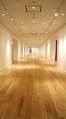 Fototapeta premium Empty gallery hallway with wood floor.