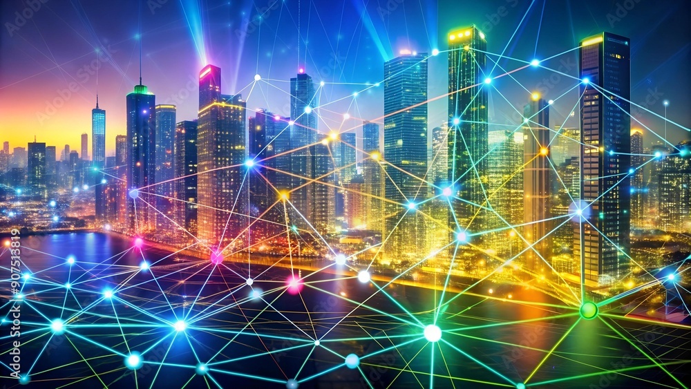 Poster symphony of data: a visual representation of smart city infrastructure ai generated