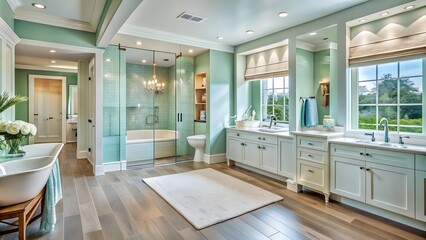 Serene Sanctuary: A Master Suite with a Tranquil Spa-Inspired Bathroom  Generative AI