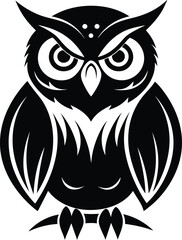 Owl  Black and white Silhouette 