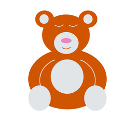 cute bear toy object flat design vector