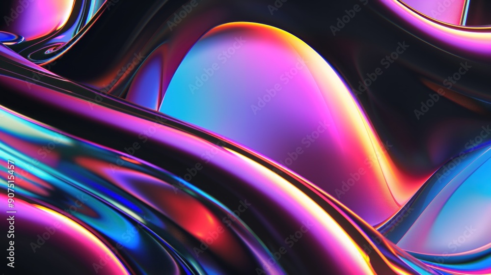 Poster colorful reflections dance across a smooth metallic surface, creating a mesmerizing interplay of lig