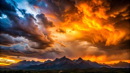 Whispers of Thunder: A Stormy Twilight over a Mountain Range  Generative AI