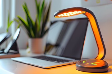 Modern Desk Setup with a Stylish Desk Lamp