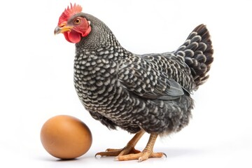 Fototapeta premium Hen and Egg Isolated on White Background.