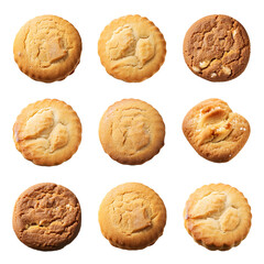 Collection of delicious cookies on transparent background. design elements, png.