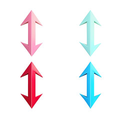 set of four arrows on transparent background, clipping path, png, 