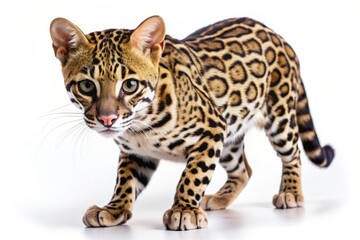 Fototapeta premium Bengal Cat with Spotted Fur and Green Eyes.