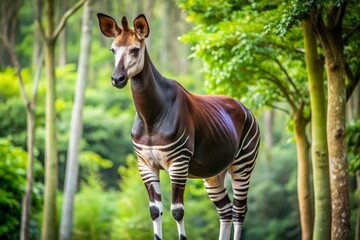 Okapi in a Forest Setting.