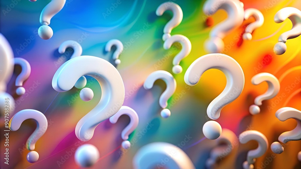 Aufkleber a symphony of interrogatives: an abstract composition of white question marks in a vibrant palette g
