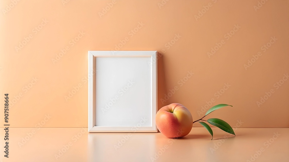 Poster serene simplicity: a scandinavian minimalist mockup against a peachfuzz wall generative ai