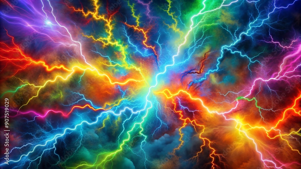 Aufkleber abstract lightning bolt patterns: a symphony of color and form generative ai