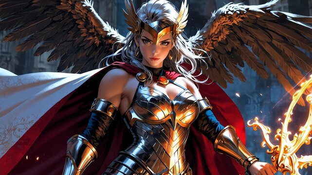 an isolated female valkyrie aesthetic pretty and stunning background