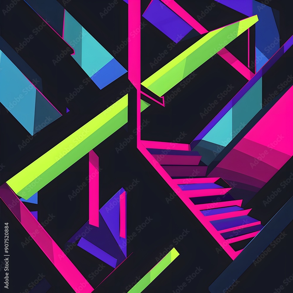 Poster abstract geometric pattern with vibrant colors. a vibrant abstract artwork featuring geometric shape