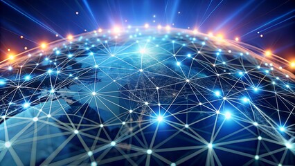 Obraz premium Abstract Data Network: Intertwined Lines and Nodes Representing Global Connectivity generative AI