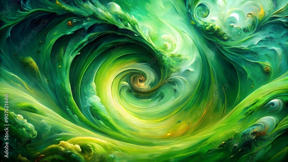 Poster abstract expression of strength: a vibrant canvas of green hues generative ai