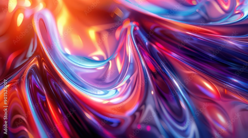 Poster abstract 3d swirls of color and light, creating a dynamic and energetic background for digital art a