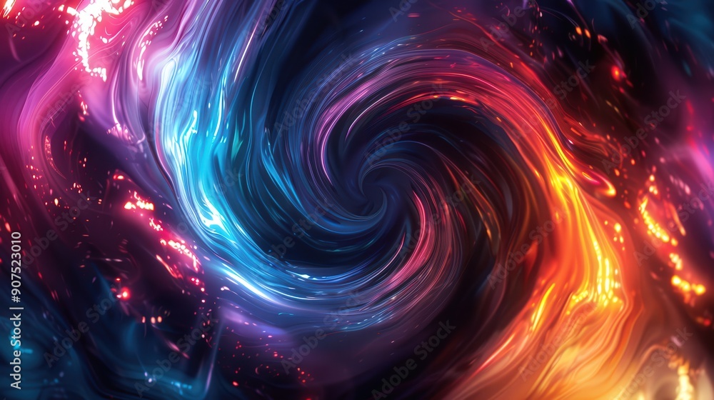 Poster abstract 3d swirls of color and light, creating a dynamic and energetic background for digital art a