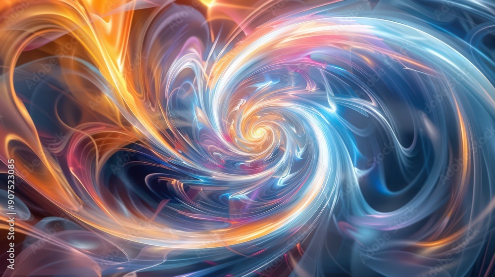 Poster abstract 3d swirls of color and light, creating a dynamic and energetic background for digital art a