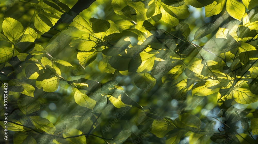 Aufkleber abstract patterns of sunlight filtering through spring foliage, creating patterns of light and shado