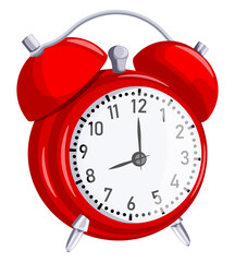 Red Vintage Alarm Clock Vector Illustration 