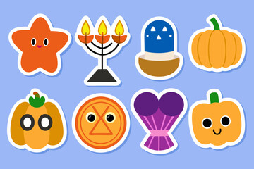 holidays Set of Halloween stickers Kawaii