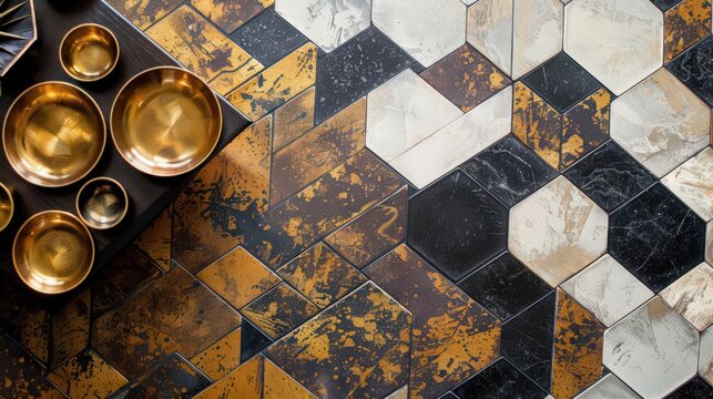 Add a touch of luxury with geometric patterns that incorporate metallic accents and rich textures